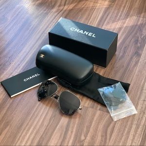 Auth. Chanel 4194-Q Chain Link Woman Aviators